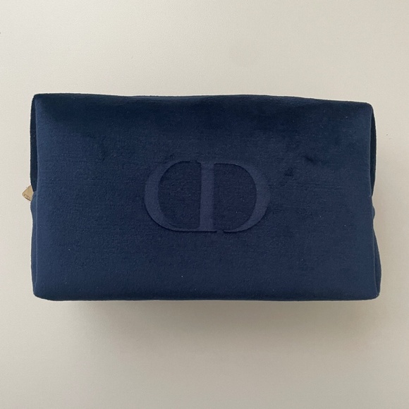 Dior Navy Velvet Rectangle Cosmetic Makeup Bag Pouch - Picture 1 of 5